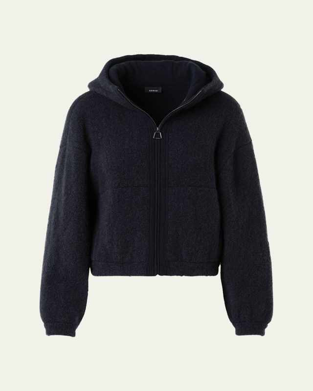 Cashmere-Silk Boucle Knit Hoodie